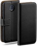 MoEx Flip Case for Motorola Moto G6, Mobile Phone Case with Card Slot, 360-Degree Flip Case, Book Cover, Vegan Leather, Deep-Black