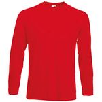 Fruit of the Loom Men's Valueweight Long Sleeve T-Shirt, Red, Large