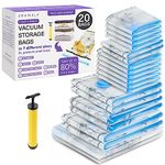 Bramble 20 Space Saver Vacuum Storage Bags Vacuum Sealed Bags for Clothing & Bedding (XL Jumbo/Jumbo/Large/Medium/Small/Roll Up), Vacuum Bags for Travel & Clothes, Compression Vacuum Bags for Blankets