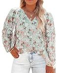 IN'VOLAND Womens Plus Size Boho Floral Print Tops Casual V Neck Long Sleeve Chiffon Flowy Tops 2024 Spring Fall Tops