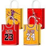 16 Pieces Basketball T-shirt Gifts Bags for Basketball Birthday Party Supplies,Basketball Jersey Goody Snacks Treat Party Favors Bags with Handles for Kids Adults Basketball Theme Party Decorations