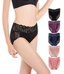 MACUFIEVI Women’s Plus Size Underwear, Ladies Sexy Lace High Waisted Panties, Soft Full Breathable Briefs For Women 5-Pack, Multicolor, L