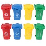 Yesoa 8Pcs Mini Trash Can Toy Push Vehicles Garbage Cans Curbside Vehicle Garbage Bins for Kids Toddlers