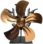 YESBO New Thermal Power Fireplace Fan Firewood Stove, Large 5-Leaf 6.69-inch Rose Gold, Thermal Power Fireplace Silent Firewood Home Ice Fishing Camping Circular Heating