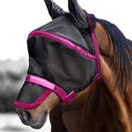 Harrison Howard Maskology Supreme Horse Fly Mask Stellar UV Protection with Detachable Nose Cover Well-Received 2-in-1 Mask Fuchsia Pink M Cob