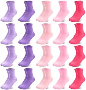 Girls Crew Socks 20 Pairs Toddler Kids Mid Cut Socks for Girls Boys 4-7 Years Old Unisex Children Casual Athletic Socks Set