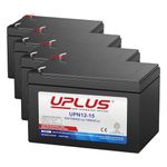 UPLUS UPN12-15 12V 15Ah Rechargeable Agm Battery with T2(F2) Terminal, SLA Battery Replacement Batteries for Golf Trolley, UPS System, Electric Scooter, Mobility, Home Alarm System (Pack of 4)