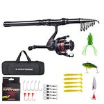 LEOFISHING Telescopic Fishing Rod and Reel Combos Set Carbon Fiber Fishing Pole with Spinning Reel Fishing Tackle Kit and Carrier Bag for Travel Sea Saltwater Freshwater Boat Fishing (ishing Rod set, 2.7/8.86ft)