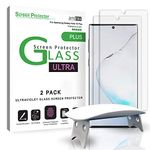 amFilm Ultra Glass Screen Protector for Galaxy Note 10 Plus 2019, (2 Pack) UV Gel Application, Tempered Glass, Compatible with UltraSonic FingerPrint Scanner for Galaxy Note 10 Plus(2019)