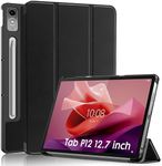 Robustrion Cover for Lenovo Tab P12 12.7 inch Cover Case, Flip Stand Cover Case for Lenovo Tab P12 Tablet [Supports Auto Sleep Wake] - Black