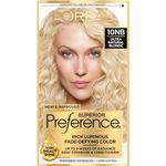 L'Oreal Paris Superior Preference 9 weeks of Luminous Fade-Defying Permanent Hair Dye, 100 Ultra Natural Blonde, 100% Grey Coverage