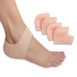 Wonder Care Pair Of 2 Silicone Heels Protectors For Moisturizing Heels, Cracked Heel Protection, Relief Blister, Heel Spurs, And Plantar Fascitis Wrap| Heel Gel Socks| Stretchable| Unisex, Beige