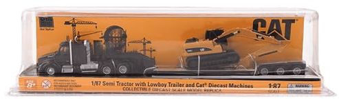 Diecast Masters 1:87 Kenworth T880s SBFS 40in-Sleeper Tandem Tractor with Lowboy Trailer and Cat 320D L Hydraulic Excavator, 84420