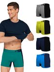 XYXX Men's Underwear Dualist IntelliSoft Antimicrobial Micro Modal Trunk Pack of 5 (Navigate & Black Iris;Lime Punch & Black;Black Iris & Black;Steel Grey & Black;Brilliant Blue & Black Iris; L)