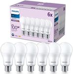 Philips LED Frosted A67 Light Bulb 6 Pack [Cool White 4000K - E27 Edison Screw] 100W, Non Dimmable. for Home Indoor Lighting