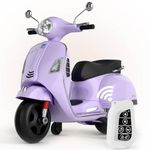 KidsROAR 12V Electric Bike for Kids with Remote Control, Battery Operated Scooter Bike for Boys & Girls, Wide Seat, Music & Lights, Safe Ride-On for 2-6 Years, Manual & Remote Control (Purple)