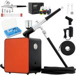 Mini Airbrush Kit with Air Compressor,40 PSI High Pressure Air Brush Non-Clogging with 0.2/0.3/0.5mm Nozzle/Cleaning Sets,for Cake Decoration, Makeup, Art Craft, Nail Design