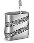 Creative Scents Toothbrush and Toothpaste Holder for Bathroom - Decorative Silver Mosaic Bathroom Toothbrush Holder, Family Toothbrush Cup with One Large Opening to Hold Multiple Toothbrushes at Once