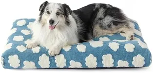 Lesure XLarge Dog Bed-Thick Shredded Chopped Foam Pet Bed, Dog Bed Indoor with Removable Cover, Cute Modern Fuzzy Plush & Anti Slip Bottom(41'x28', Blue)