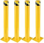 Safety Bollard, Towallmark 4 Packs 36 Inch Height Bollard Post, 4.5 Inch Diameter, Yellow Safety Steel Bollard Post with 8 Anchor Bolts, for Traffic Control, Driveway Barrier, Parking Pole