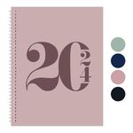 Rileys 2024 Weekly Planner - Typographic Annual & Monthly Agenda Planner, Flexible Cover, Notes Pages, Twin-Wire Binding (21.5 x 28 cm, Pink)