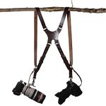 Xaperture Hover Genuine Leather Dual Camera Strap for SLR/DSLR and mirrorless Cameras - Adjustable, Universal, Sturdy and Durable (Without Logo, Dark Brown)