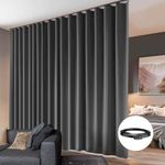 hoeflife Room Divider Curtain with Flexible Ceiling Track, Total Privacy Ceiling Track Curtains Blackout Sound Proof Floor to Curtains for Living Room Bedroom Patio Sliding Door (Grey, W150 x H96)