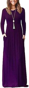 MISFAY Women's Long Sleeve Loose Plain Maxi Dresses Casual Long Dresses Pocket(Purple,2XL)