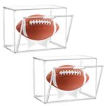 Football Display Case Full Size, NETGOG Acrylic Football Storage Box Display Case with Removable Built-in Stand Clear Football Showcase with Magnetic Door for Football Memorial Sports Gloves (2 Pack)