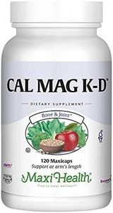 Maxi Health Men and Women 500 mg Calcium Supplement with Vitamin D3 (2000 IU), Magnesium (250 mg) and Vitamin K2 (150 mcg) - Bone, Teeth and Joint Support - 120 Capsules