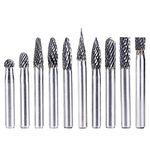 Gasea 10pcs 6mm Double Cut Head Tungsten Carbide Rotary Point Burrs Set 6mm Shank Die Grinder Bit Set