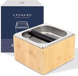 KYONANO Espresso Knock Box, Espresso Accessories, Coffee Knock Box with Durable Knock Bar and Non-Slip Base, Made of Bamboo and Stainless Steel, Knock Boxes for Breville Machine Accessories