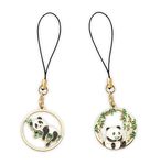 KIPZO® Pack of 2 Cute panda pendant phone charms aesthetic for girls boys women backpack hanging keychain key ring gold accessories necklace bracelet lobster clasp thread Ornament decor Smart combo