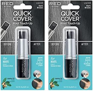 Kiss RED by Quick Cover Root Touch Up Stick Type 2PCS Water-Resistant Temporary Gray Concealer Cover Up Brush for Hair and Beard (Dark Brown)