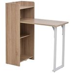 HOMCOM 2 in 1 Storage Cabinet & Dining Table 4-Tier Shelf w/Drop Leaf Tabletop, Anti-toppling Design