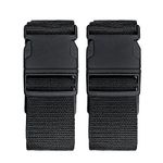 2 Pack Suitcase Belts, Adjustable Luggage Straps, Bright Colors Travel Packing Straps with Quick Release Buckle (Black)