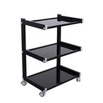 Glass Salon Trolley Hairdressing Beauty Spa Product Display Cabinet by Urbanity Black