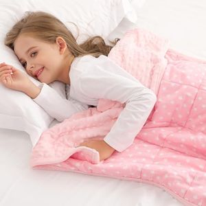 Alomidds Weighted Blanket Kids 5lb 36"x48", Minky Dots Small Weighted Blanket, Comfort Breathable Soft Throw Heavy Blanket for Sleeping, Pink Star