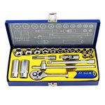 S&R 20-Piece Socket Set 3/8" in Metal Box - Professional Quality with Lock-Drive Profile for Precise and Safe Use