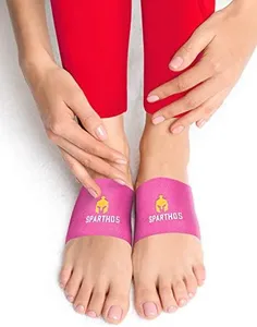 Sparthos Arch Support Sleeve - Plantar Fasciitis Support Brace - Foot Feet Brace, Ankle Pain Relief, Night Splint - Planter Plantars Fascitis Faciatis - for Men and Women (Pink-XL)