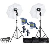 PICPRO All New 150W B4 LED Light Stand Kit-Set of 2 High Intensity Energy Efficient Soft White Light LED's with Tripod Stands,Flash Brackets & Umbrella