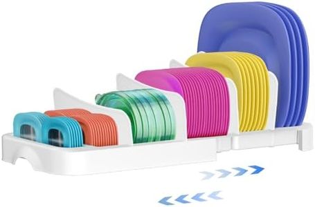 22.6" Large Size Adjustable Food Container Lid Organizer Kitchen Pantry Lid Holder with 10 Adjustable Dividers, Cutlery Bowl And Chopsticks Storage Box for Cutting Boards.