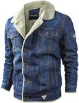 Flygo Men's Sherpa Fleece Lined Denim Trucker Jacket Winter Jean Jacket Cowboy Coat (Small, Blue)