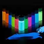 Glow in The Dark Powder 12 Colors Epoxy Resin Dye Luminous Pigment Powder Safe Long Lasting for Fine Art, DIY Nail Art, Epoxy Resin Colorant, Acrylic Paint, DIY Crafts and Theme Party, 0.7oz Each