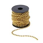 Christmas Bead Chain, 1 Roll Christmas Tree Decoration Chain,10M Long Christmas Bead Garland Decoration, String Chain Hanging Pearl Beads for Home Christmas Wedding DIY Decoration (Gold)