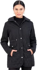 Jones NY Mid-Length Womens Quilted Jacket with Pockets - Winter Coats for Women,