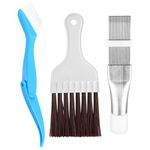 Air Conditioner Condenser Fin Cleaning Brush, 3 Pcs Coil Condenser Brushes, AC Fin Comb, Stainless Steel Air Conditioner Fin Cleaner Whisk Brush Comb, Air Refrigerator Coil Fin Evaporator Brush