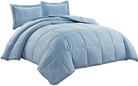 Chezmoi Collection 3-Piece Down Alternative Comforter Set - Lightweight All Seasons Luxurious Brushed Microfiber Comforter (Queen, Chambray Blue)