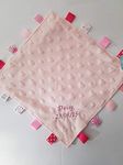 Personalised Embroidered Baby Dimple Comforter Taggy Blanket with Name Newborn Boy or Girl (Pink)