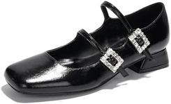 Cape Robbin Mary Jane Shoes Women Shoes - Double Strap Maryjane Shoes Womens - Women’s Mary Janes (Harri) - Black Size 7.5